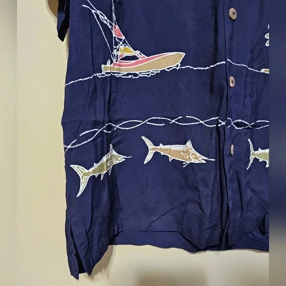 Vintage Back East Men's Size Large Short Sleeve Button Front Shirt Swordfish - Picture 6 of 8